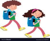 brother and sister students go to school with bags vector 45194763.jpg from brother and sister the school hindi