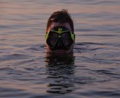 stock photo man snorkeling mask water sunset from rajce naturist mom and son