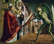 oil wood devil presenting st augustine book.jpg from devil