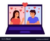 young lover couple meet distance in video call vector 35694387.jpg from lover call