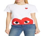 comme des garcons white comme des garcons play peek heart graphic tee jpeg from garçons gay nus
