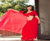 sunny leone hot in red saree 12.jpg from sunny leone rad sari